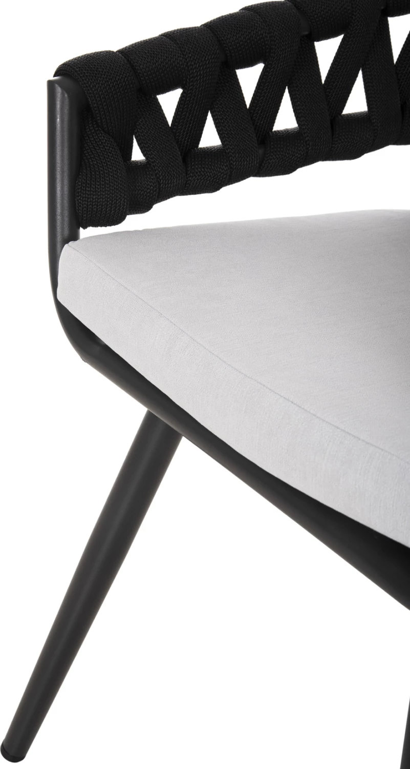 Aluminijasti naslanjač CAMDEN FH6141.01 z blazino na hrbtu v ecru barvi z vzorcem - antracit 56x60x72-87Hcm