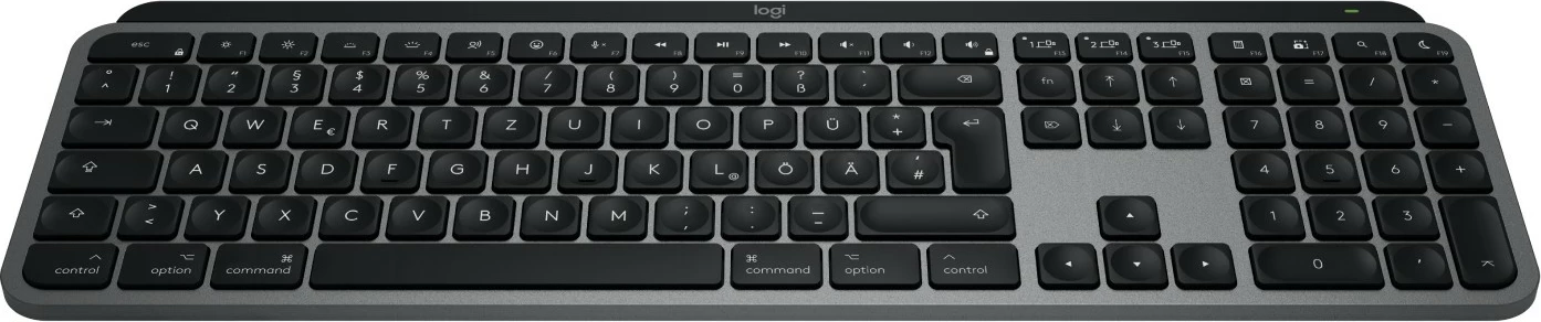 Brezžična tipkovnica za Mac MX Keys S Logitech, RF + Bluetooth, škarjasti tipki, QWERTZ, aluminij, črna