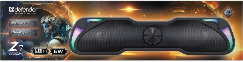 Zvočnik Soundbar Defender Z7, 6 W, LED, USB, črn