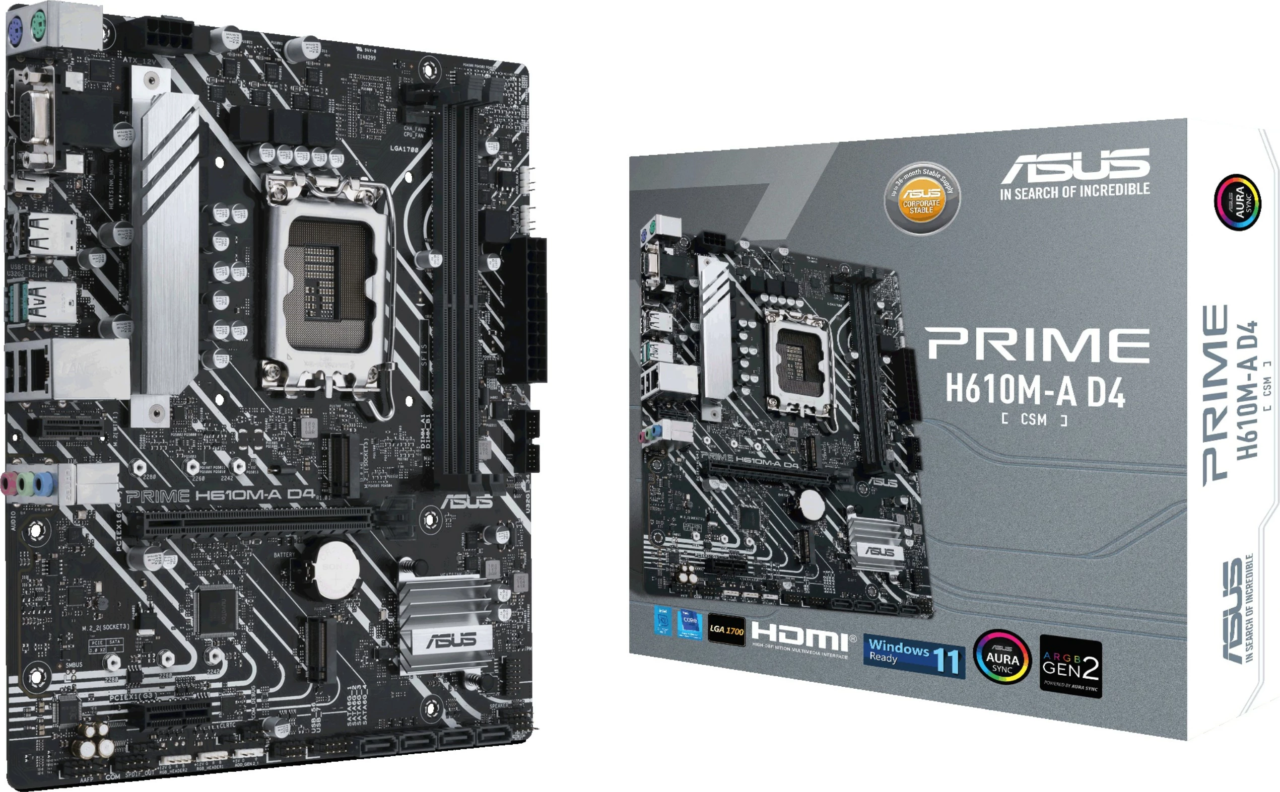 Mikro ATX plošča ASUS PRIME H610M-A D4-CSM, Intel, LGA 1700, DDR4-SDRAM