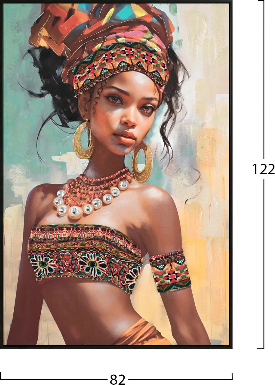 Stenska slika FH4572 črn PS okvir-tiskano platno ženska figura 82x4,5x122Hcm