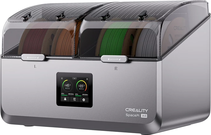 Sušilnik filamenta za 3D tiskalnik, 4 komore, regulacija temperature — Creality SpacePi X4, siv