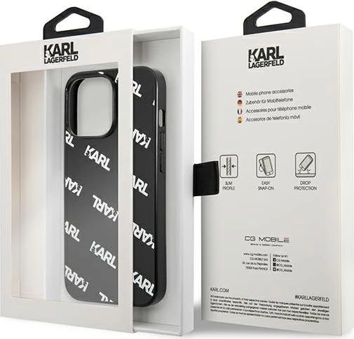 Zaščitni ovitek Karl Lagerfeld KLHCP13LPULMBK3 za iPhone 13/13 Pro, trd ovitek, črn