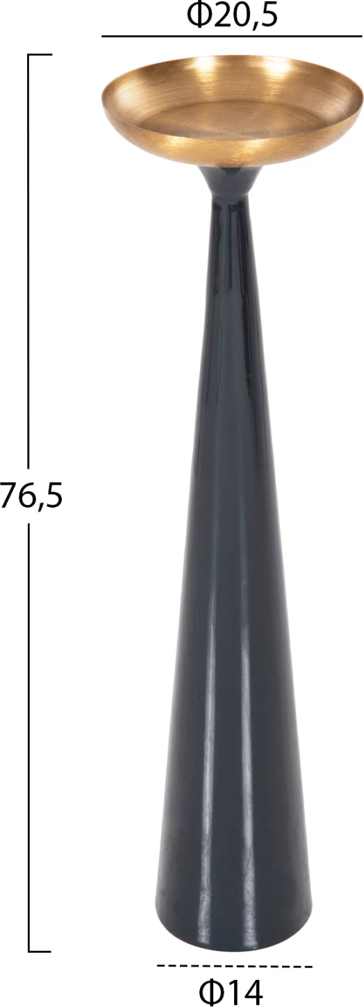 Talni svečnik (stebriček) GUNTUR FH4382 kovinski v modri antracit-zlati Φ20,5x76.5Hcm