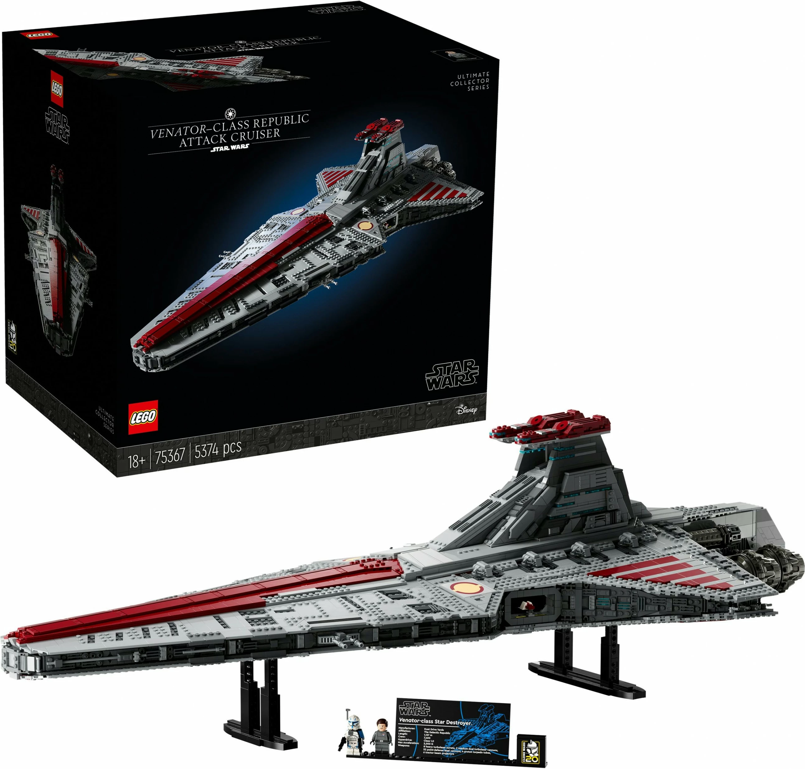 Velik, podroben model Venator-Class Republic Attack Cruiser LEGO Star Wars, 5.374 delov, večbarven