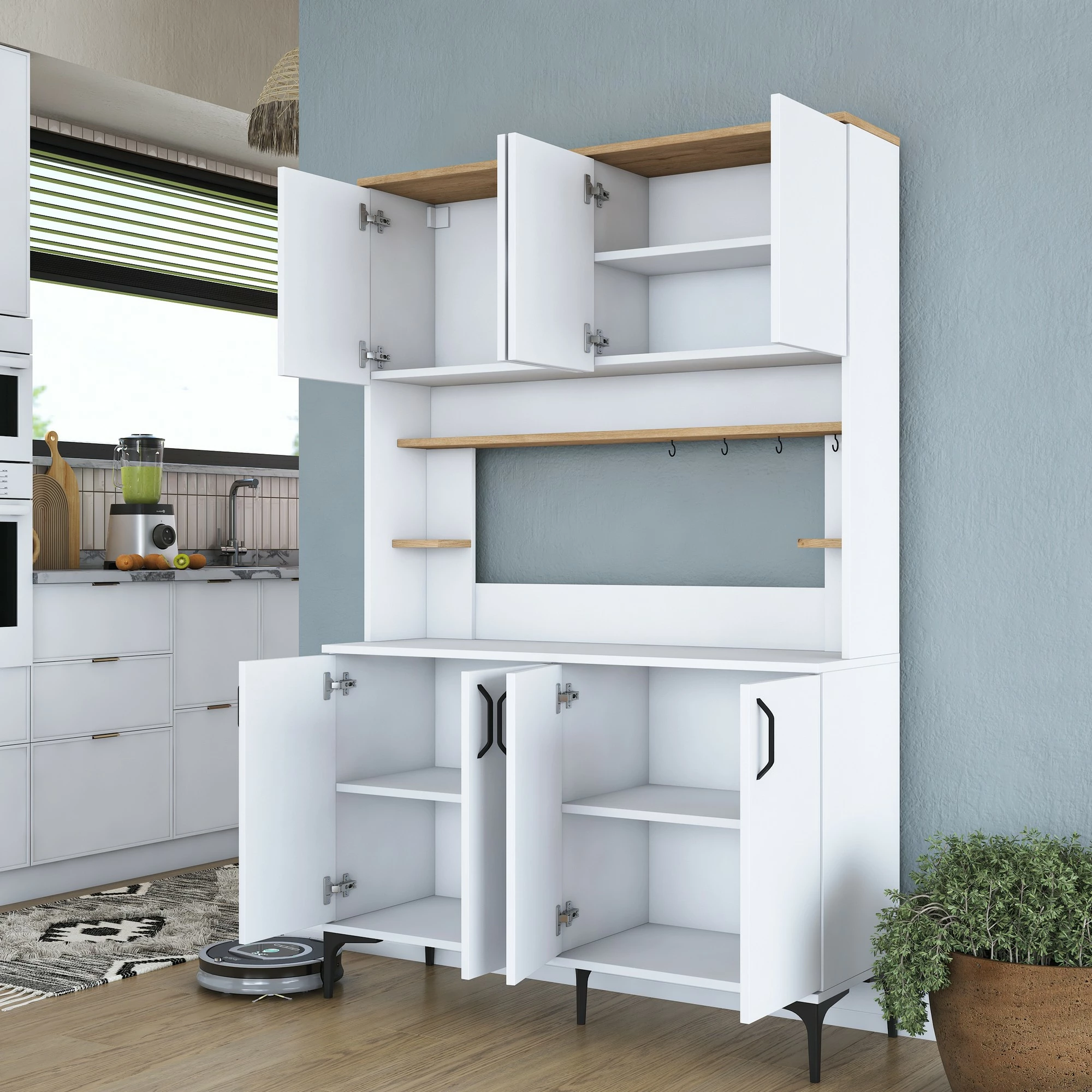 Multifunkcijski omarica Hanah Home JE176 - 3291, bela in oreškasta
