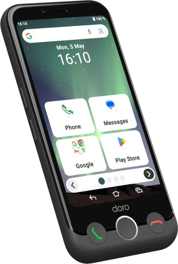 Pametni telefon z brezžično postajo za polnjenje Doro Aurora A10, grafit