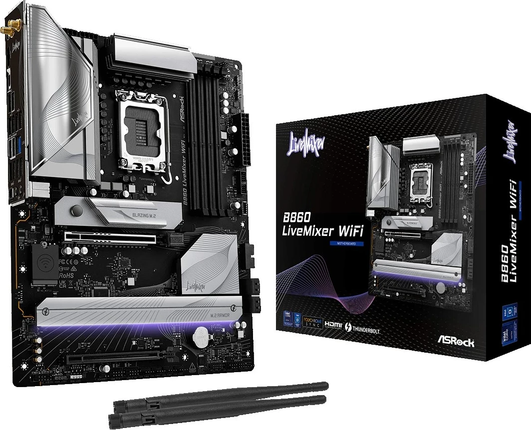 Plošča ASRock B860 LiveMixer WiFi, ATX, črna