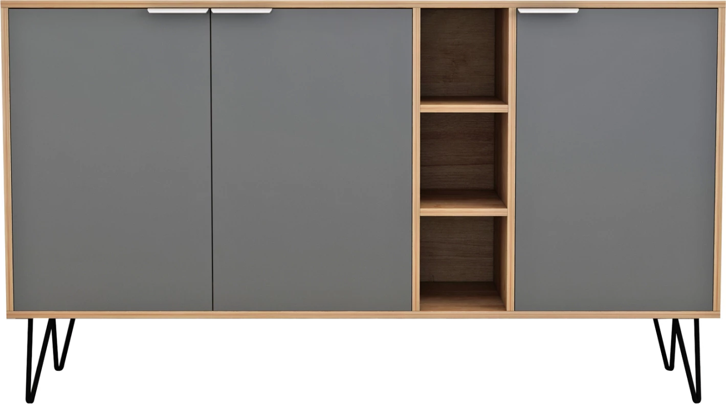 Predalnik CABRON FH8874.11 melamin v naravni-antracitni barvi in črne kovinske noge 142x40x83H cm