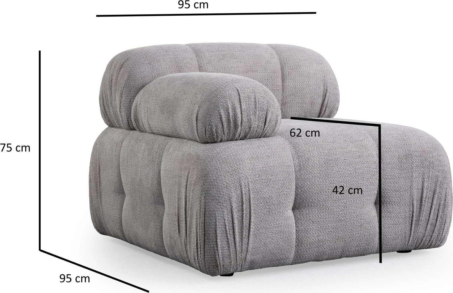 Enosedalni fotelj Petite 1R, Atelier del Sofa, svetlo siv