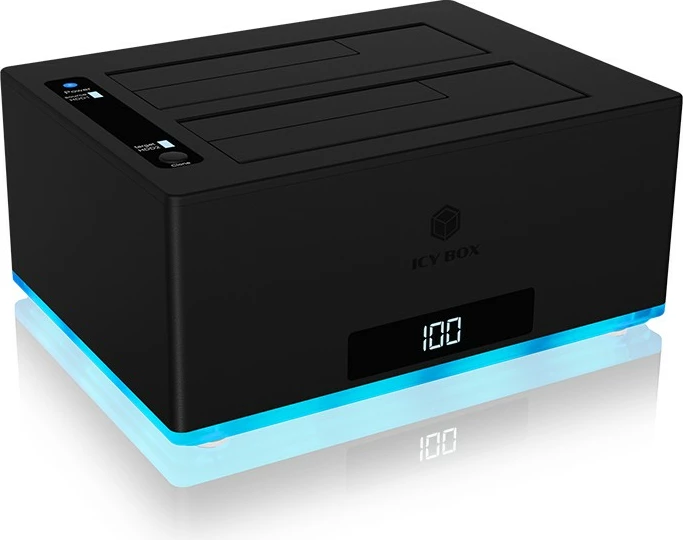 Stojalo za kloniranje ICY BOX IB-127CL-U3, 2.5"/3.5" HDD, Serial ATA, 18 TB, USB 3.2, črno