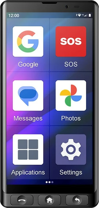 Pametni telefon Maxcom MS601, 4 GB RAM, 64 GB, 6", Android 14, črn, z ovitkom za telefon in namiznim polnilcem