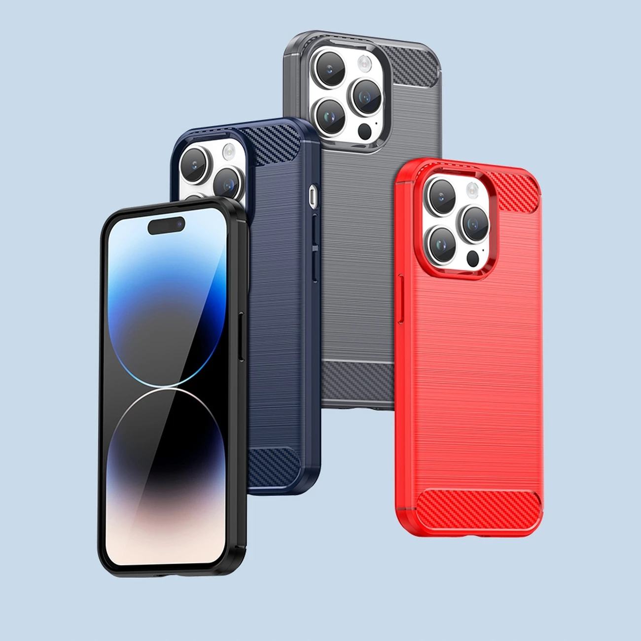 Zaščitna ovitek Hurtel Carbon za iPhone 14 Pro, TPU, modra