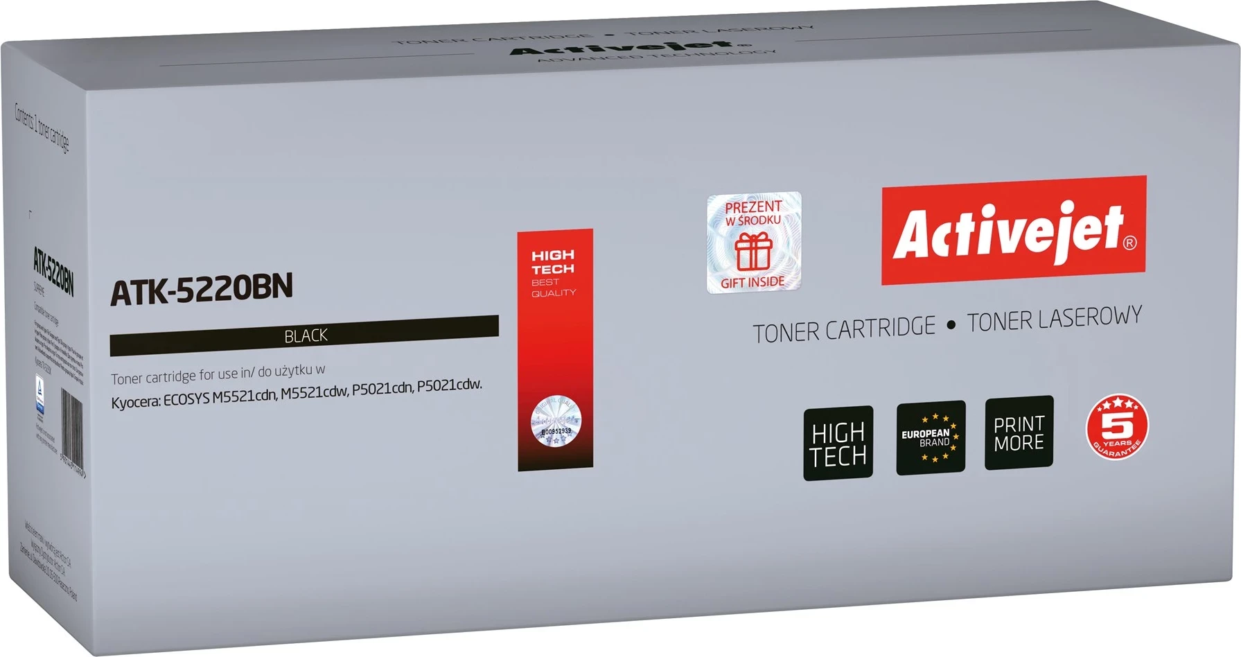 Zamenljiva toner kartuša Activejet ATK-5220BN za tiskalnike Kyocera, 1200 strani, črna