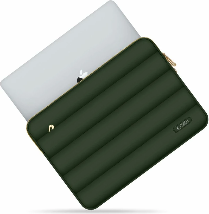 Ovitek za prenosnik 13–14 palcev z torbico za dodatke, Tech-Protect Puffy, olivno
