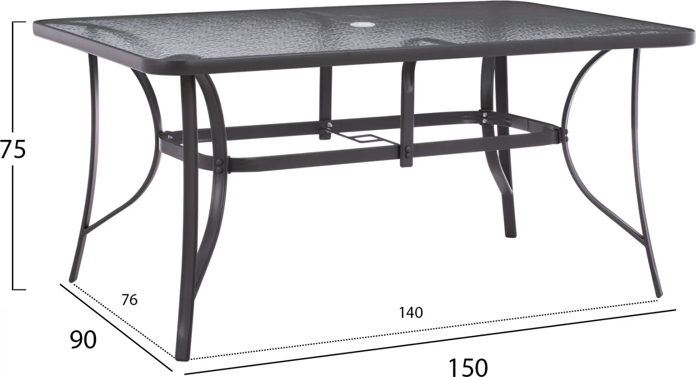 Jedilni set 7 kosov miza siva 150x90 in naslanjač tekstil siv FH11532.01