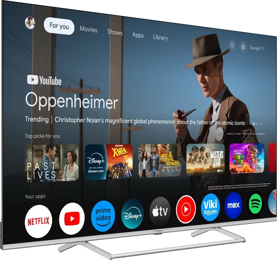 QLED 65-inčni televizor STRONG SRT65UG8773C, 4K Ultra HD, Wi‑Fi, srebrn