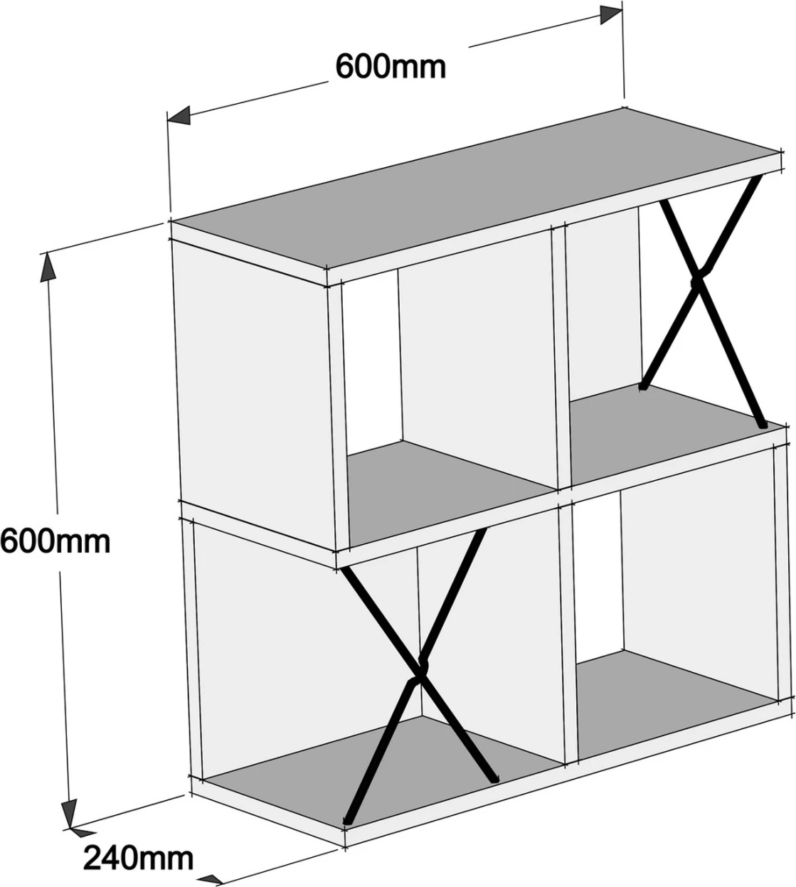 Stenska polica FH9520.01 melamin v naravni barvi hrasta 60x24x60H cm