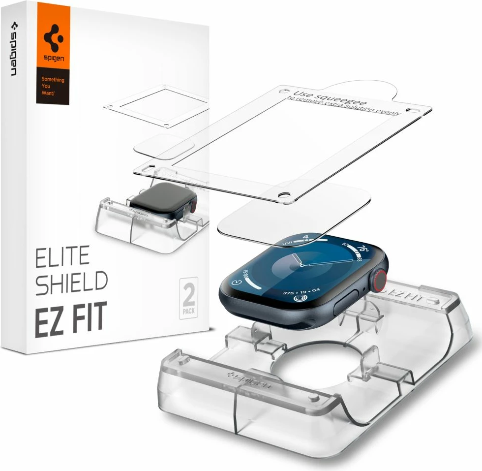 Zaščitno steklo za pametno uro Spigen Elite Shield EZ FIT Hybrid Glass, za Apple Watch 10 46 mm, prozorno, 2 kosa