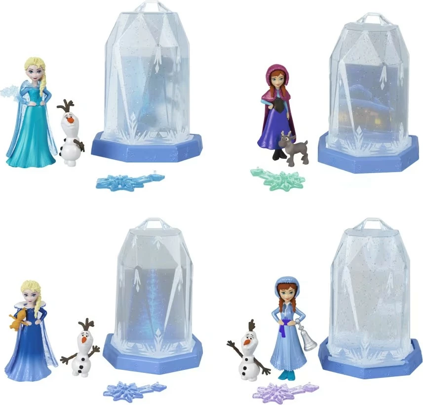 Punčka presenečenja z ledenim gelom, Mattel Frozen Ice Reveal HRN72, mini 9 cm z dodatki, naključen set