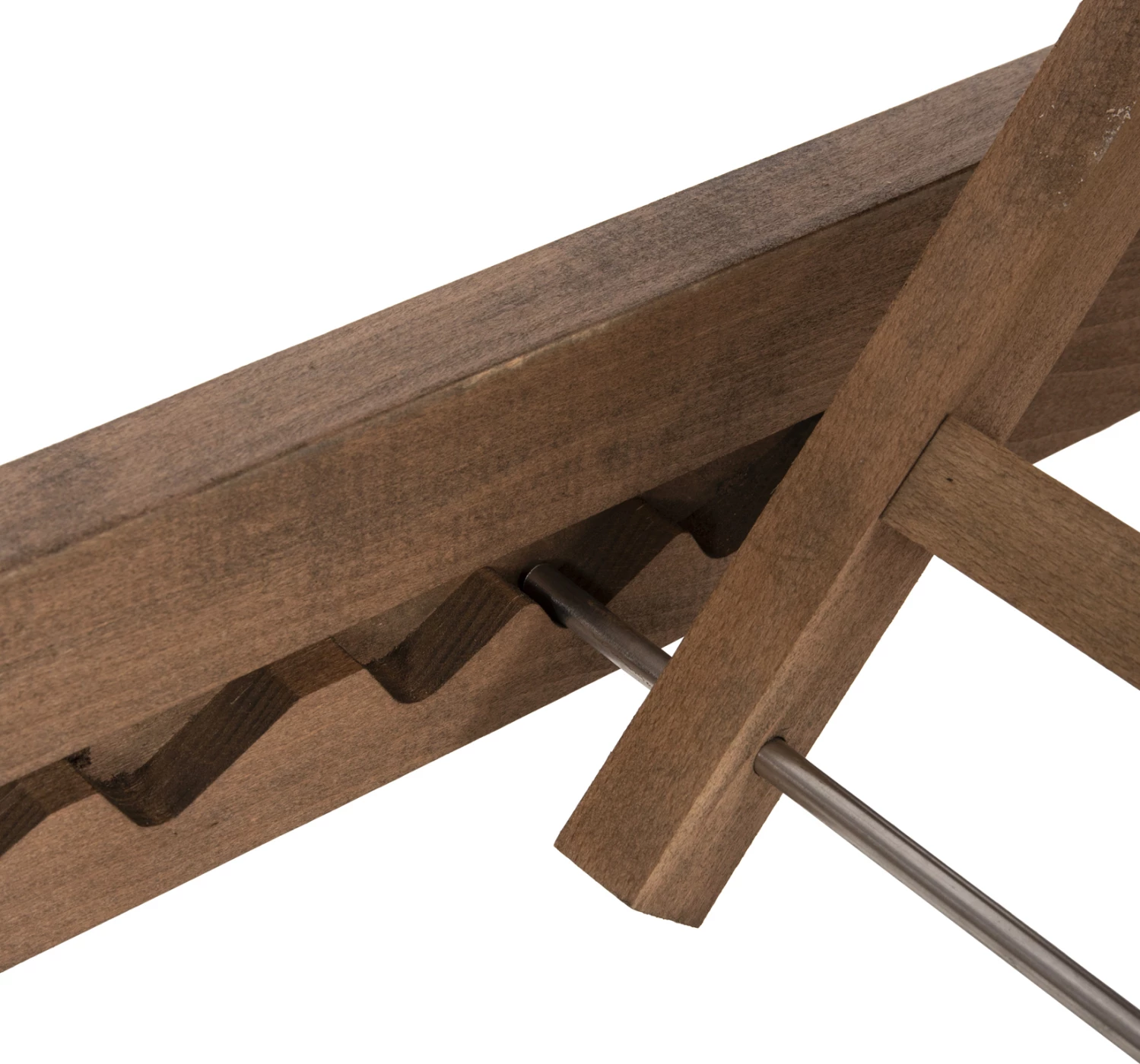 Profesionalni ležalnik za plažo MILOS FH10685.01 iz bukovega lesa v barvi oreha z blazino iz tkanine ecru 204x65x92,5H cm