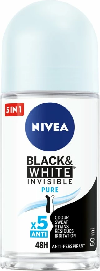 Deodorant roll-on za ženske Nivea Black&White Invisible Pure, 50 ml