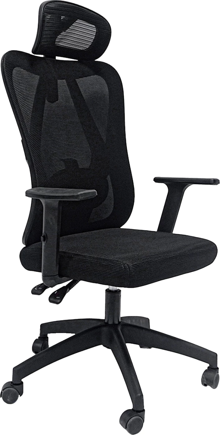 Pisaniški stol MEXER črna mreža-črna kovinska osnova-nylon okvir 60x49x130Hcm