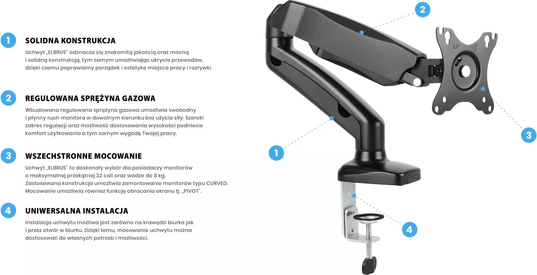 Nosilec za monitor, Elbrus MT014, 32"