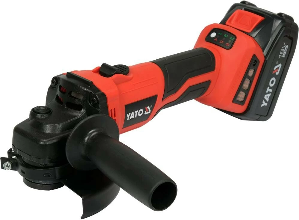 Kotni brusilnik YATO YT-828295, 18 V, 4 Ah, 2 × baterije, 1,26 kg, rdeč