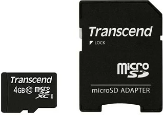MicroSDHC kartica 4GB Class 10, s adapterjem, črna - Transcend