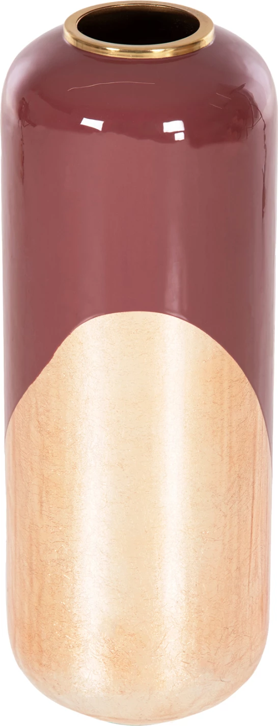 Dekorativna talna vaza RAKSASA FH4232.06 kovinska v češnjevo rdeče-zlati biser Φ24x69Hcm