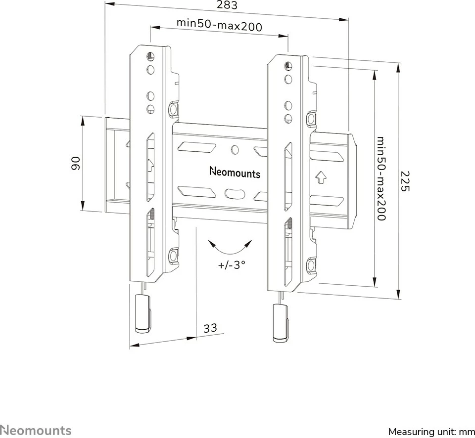 Stenski nosilec za TV, Newstar WL30S-850BL12, fiksni, 24–65 inch, jeklo, črn