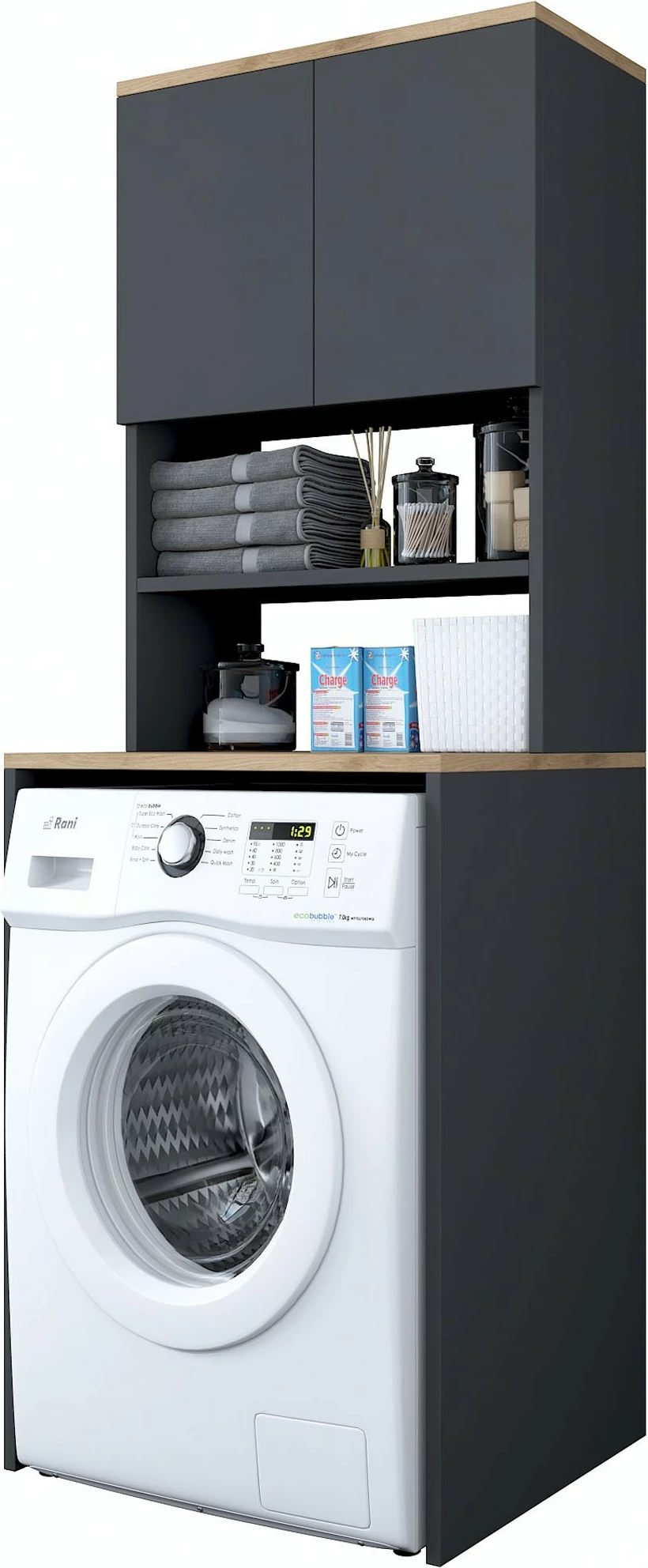 Omara za pralni stroj, barva oreh in antracit, Hanah Home KD101 - 2674