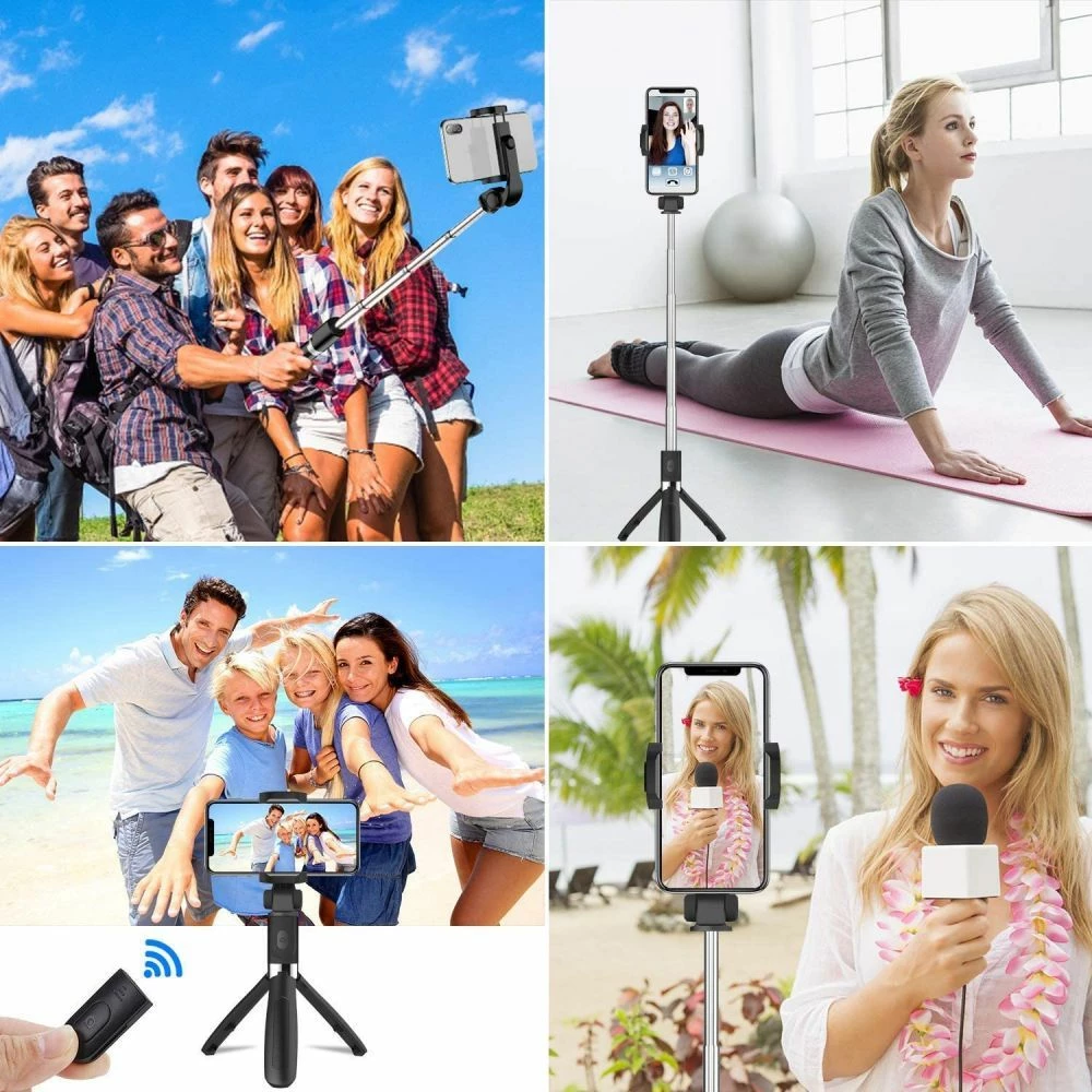 Selfie palica s trinožnikom, Bluetooth, za pametni telefon, 70 cm, črna Tech-Protect L01S