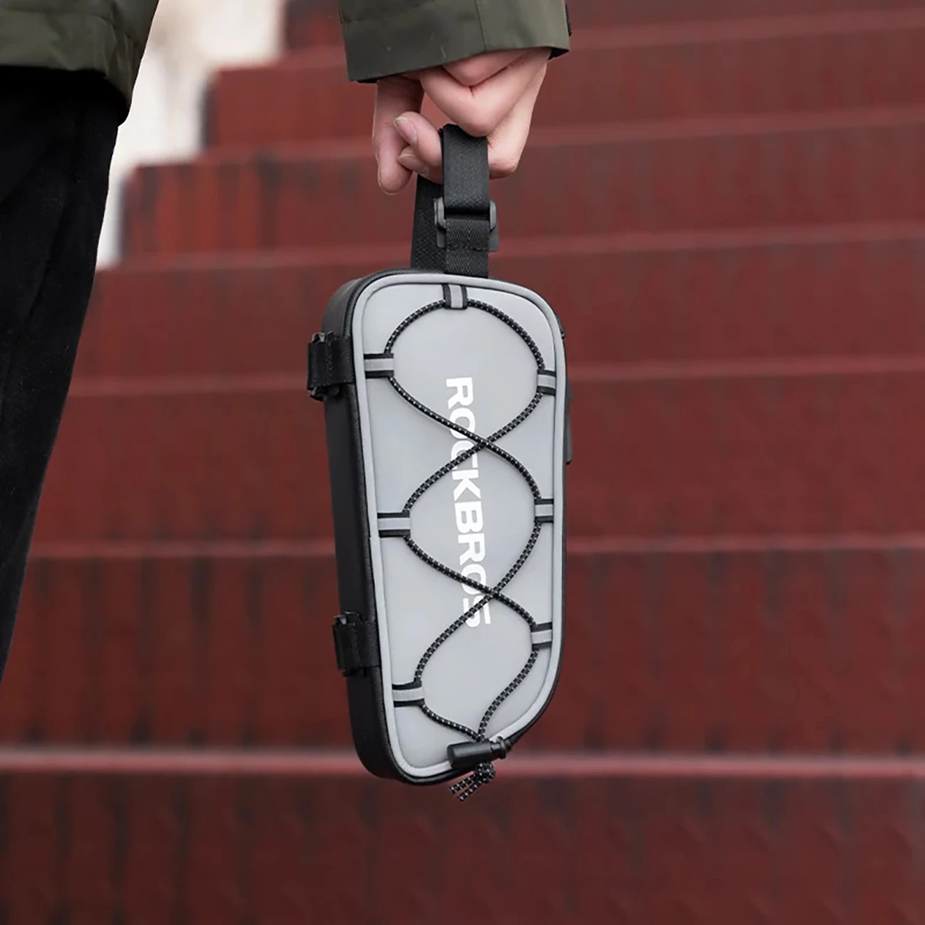 Kolesarska okvirna torbica Rockbros 3012010901, 0,9 l, srebrna