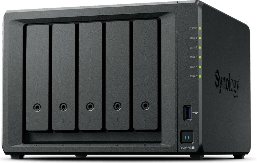 Napredno NAS za 5 diskov Synology DS1525+, 8 GB RAM, 2x2.5GbE, črn