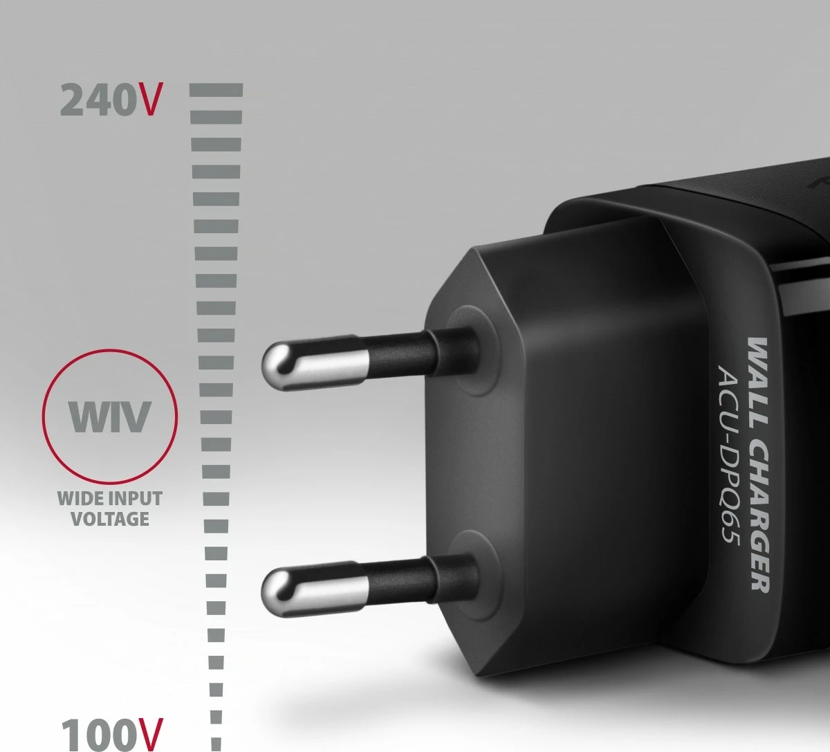 GaN polnilec AXAGON ACU-DPQ65, 65W, 3 vhodi (USB-A + 2× USB-C), črn
