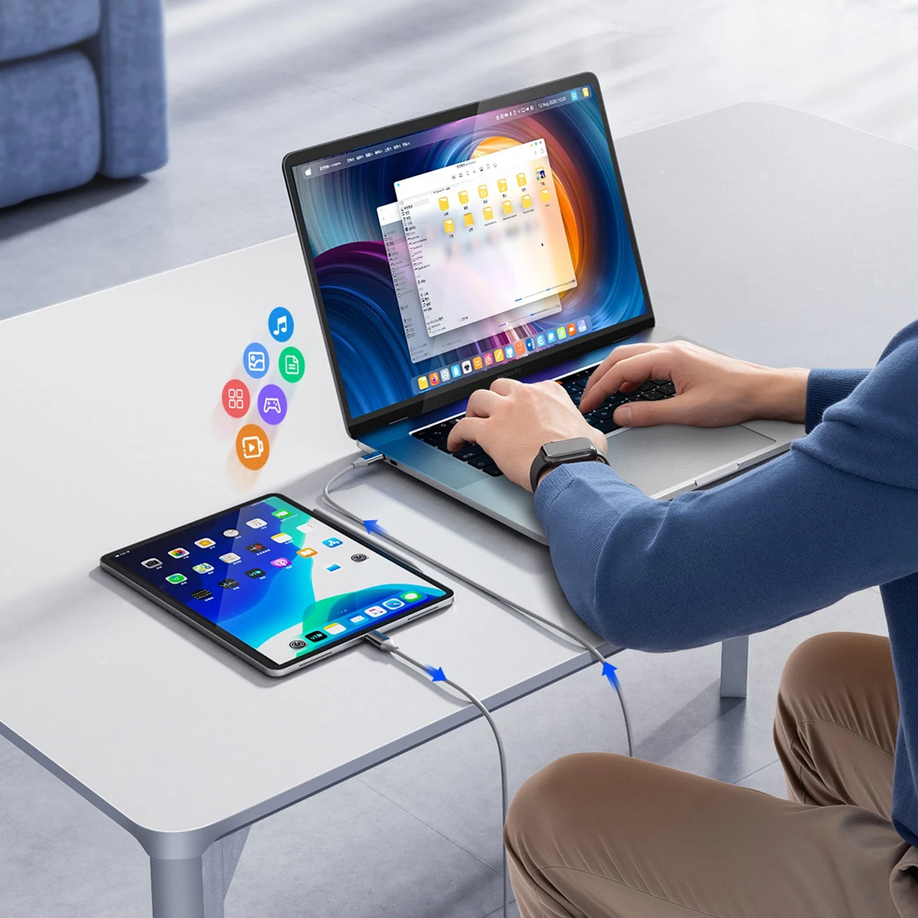 USB-C na USB-C kabel, Orico CDX, 1 m, 60 W, 3 A, bel