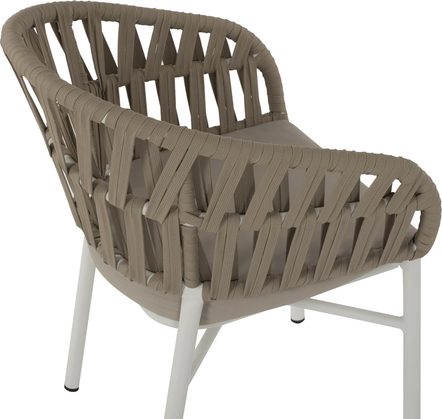 Aluminijasti naslanjač bel z bež vrvjo 57x56x78Η cm FH5857.02