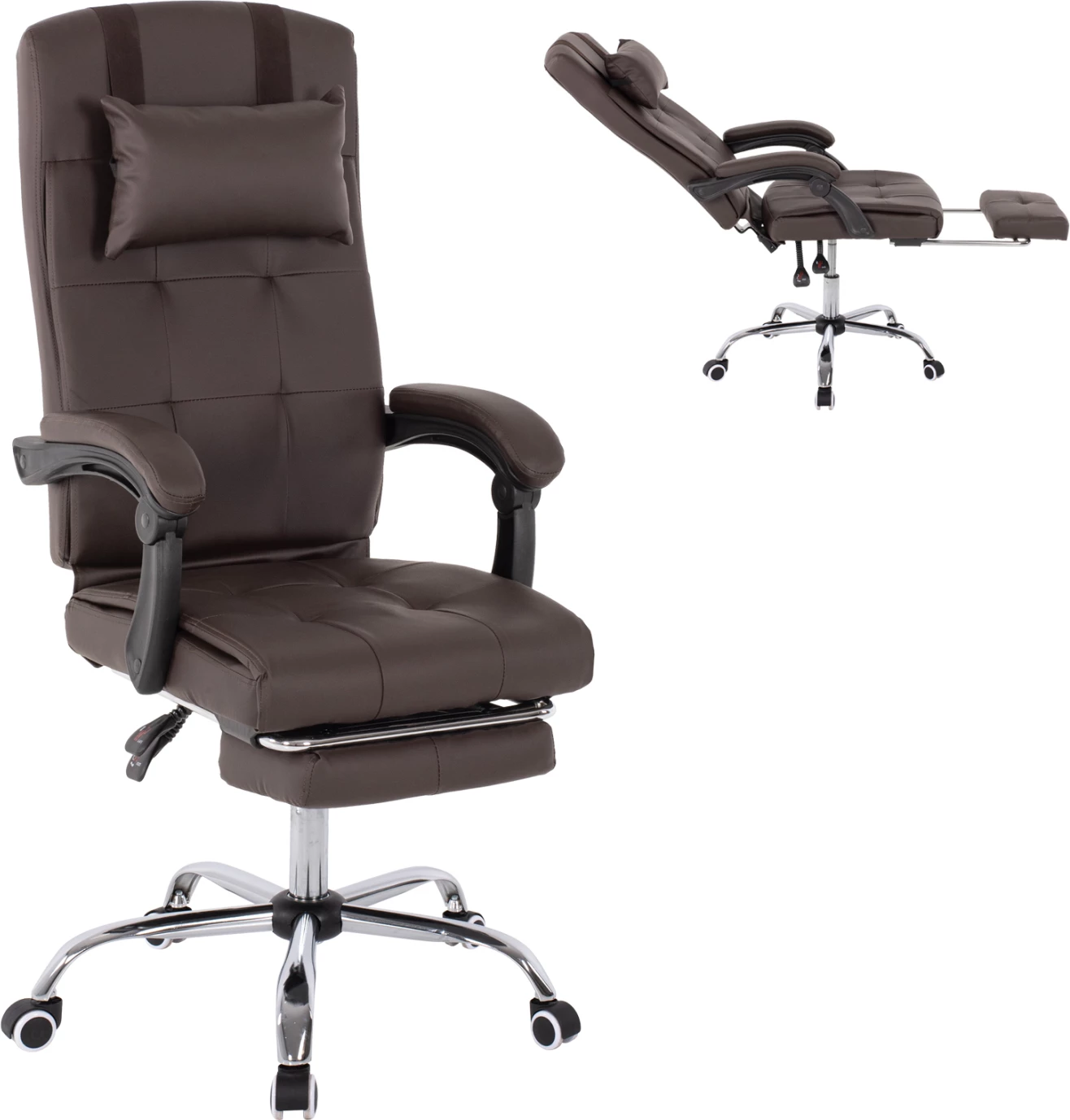 Izvršni pisarniški stol FH1057.19 rjav z zložljivim naslonom za noge 58x71x128Hcm