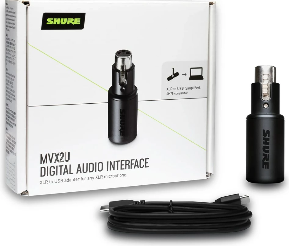 Audio vmesnik za snemanje Shure MVX2U, USB Type-C, namizni, LED