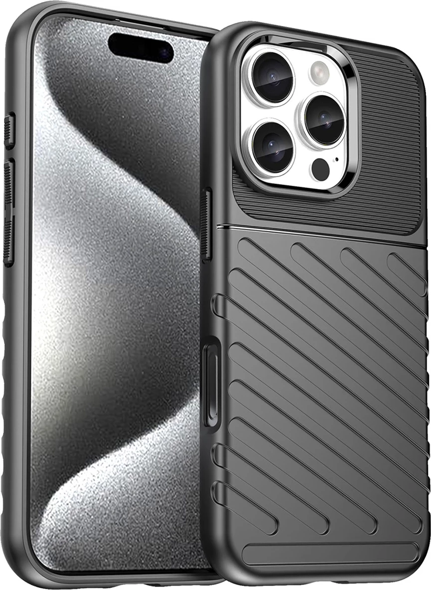 Ovitek za telefon Hurtel Thunder Case za iPhone 16e, TPU, črn