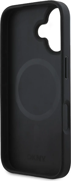 Ovitek za telefon MagSafe, ekološko usnje, črn DKNY za iPhone 16 Plus