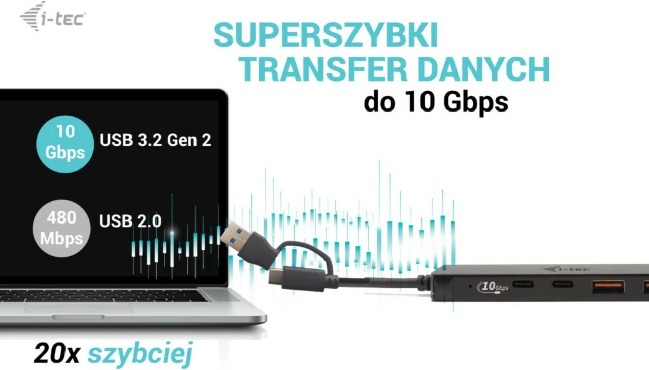 USB razdelilec i-tec C31HUBMETAL2A2C, 2x USB 3.0, 2x USB-C, 10 Gbps, kovinski, črn