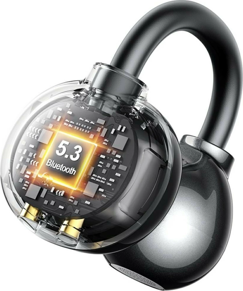 Bluetooth slušalke z zaskočnim ušesnim nosilcem, USAMS Echo R02, Bluetooth 5.3, vgrajen mikrofon, polnilna škatla 300 mAh, siva