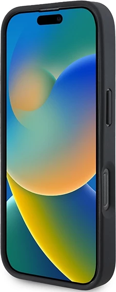 Ovitek za telefon iz usnja, črn — Mercedes za iPhone 16 Pro Max