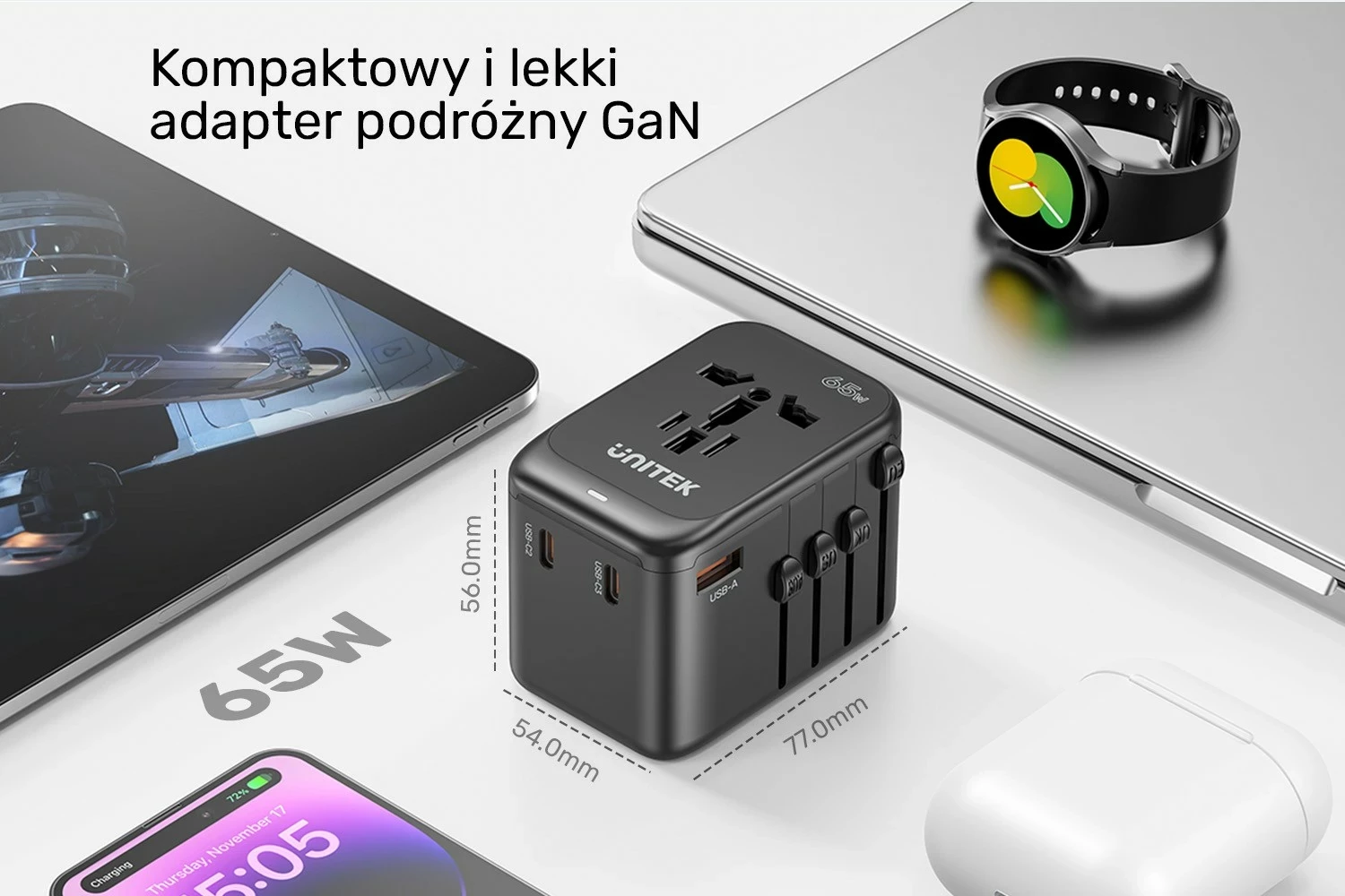 Potovalni polnilnik 65 W Unitek