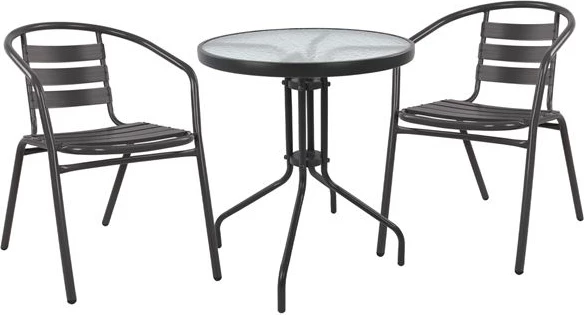 Set 3 kosov s mizo Lima okrogla 60x70cm & stoli Laur siva barva FH10467