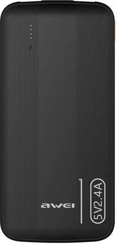 Prenosna baterija AWEI P20K, 10.000 mAh, 2x USB, črna