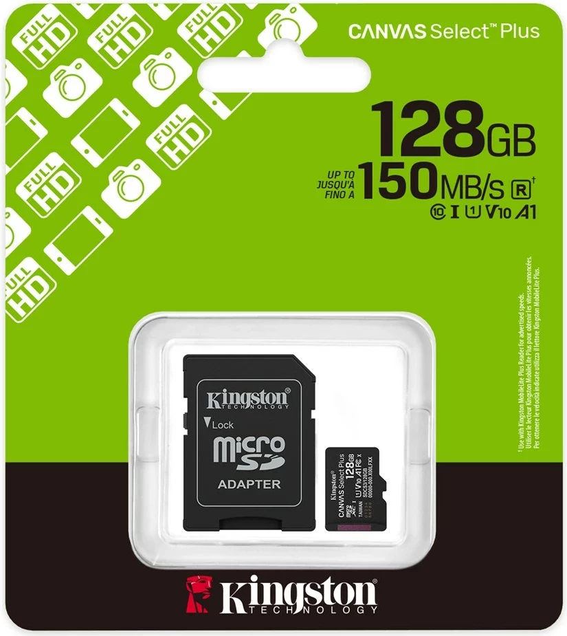 Kartica microSDXC 128GB (s SD adapterjem) Kingston Canvas Select Plus, črna